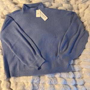 Pinque Women's Elegant Blue Turtleneck Sweater